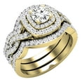 thumbnail image 1 of Dazzlingrock Collection DGLA Certified Round White Diamond Halo Engagement Ring Set for Women (1.25 ctw, Color I-J, Color I1-I2) in 14K Yellow Gold, Size 7, 1 of 4