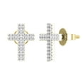 thumbnail image 1 of Dazzlingrock Collection Double Row Round White Diamond Religious Cross Push Back Stud Earrings (0.19 Ctw, Color I-J, Clarity I1-I2) for Women in 18K Yellow Gold, 1 of 6