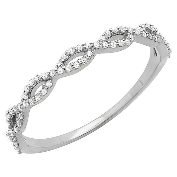 Dazzlingrock Collection IGI CERTIFIED Round White Diamond Infinity Crossover Swirl Wedding Band Ring for Women (0.20 ctw, Color I-J, Clarity I1-I2) in 14K White Gold, Size 6