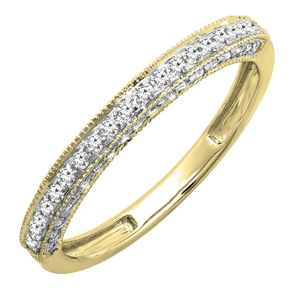 Dazzlingrock Collection IGI CERTIFIED Round White Diamond Wedding Enhancer Guard band for Women (0.40 ctw, Color I-J, Clarity I1-I2) in 18K Yellow Gold, Size 6.5