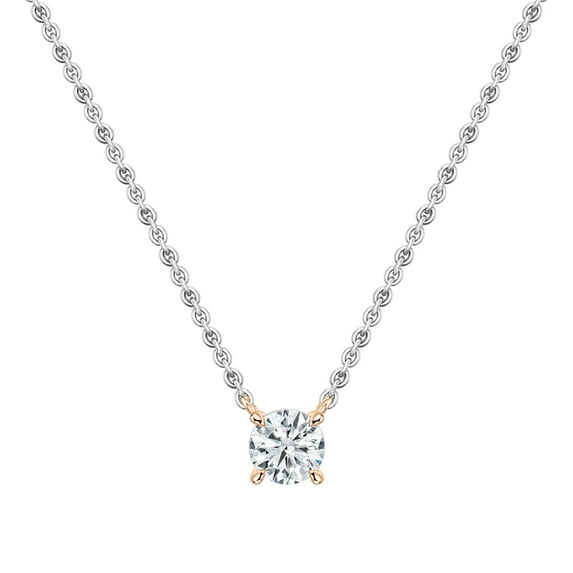 Dazzlingrock Collection IGI Certified 0.75 Cttw Round Lab Grown White Diamond Classic Floating Solitaire Pendant Necklace with 18 inch Silver Chain for Women in 14K Solid Rose Gold