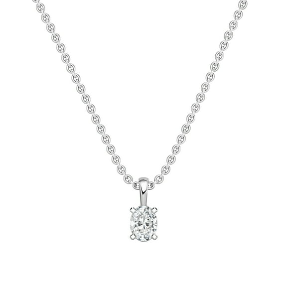 Dazzlingrock Collection IGI Certified 1.00 Cttw Oval Solitaire Lab Grown White Diamond 4 Prong Pendant Necklace with 18 inch Gold Chain for Women in 10K Solid White Gold