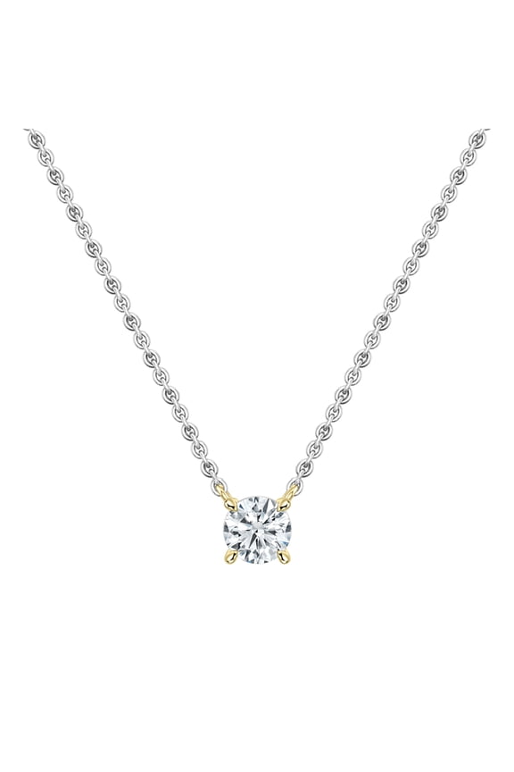Collection IGI Certified 1.00 Cttw Round Lab Grown White Diamond Classic Floating Solitaire Pendant Necklace with 18 inch Silver Chain for Women in 14K Solid Yellow Gold