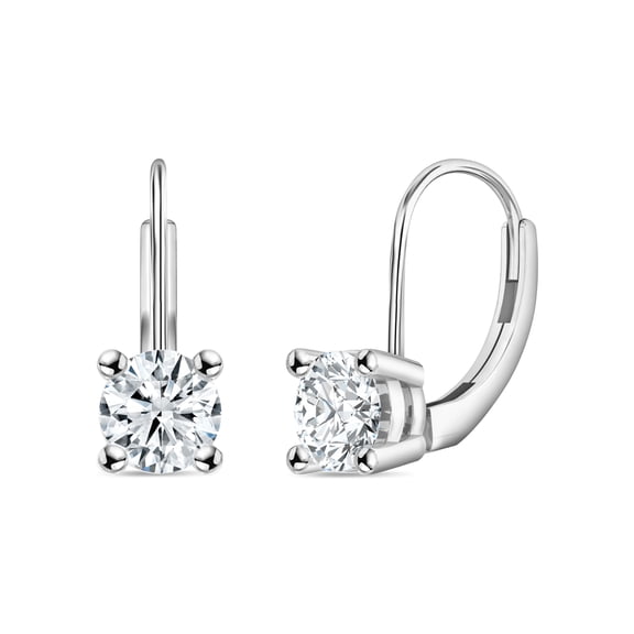 Dazzlingrock Collection IGI Certified 1.50 Carat Round Lab Grown White Diamond Solitaire Lever Back Drop Earrings for Women in 10K Solid White Gold