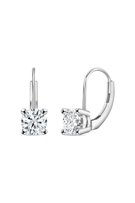 Collection IGI Certified 1.50 Carat Round Lab Grown White Diamond Solitaire Lever Back Drop Earrings for Women in 10K Solid White Gold