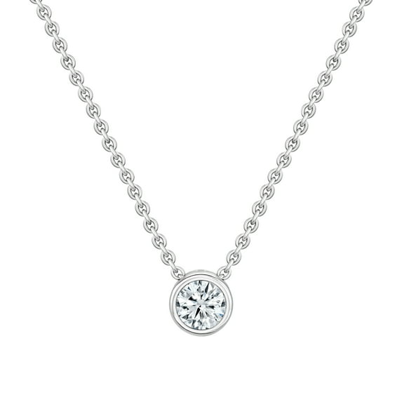 Dazzlingrock Collection IGI Certified 1.50 Carat (ctw) Round Lab Grown White Diamond Solitaire Filigree Bezel Set Pendant with 18 inch Gold Chain for Her in 14K Solid White Gold