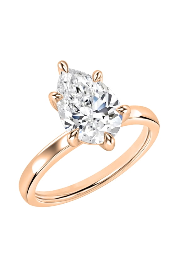 Collection IGI Certified 2.00 Carat Pear Shape Lab Grown White Diamond Sparkling Solitaire Engagement Ring for Women in 18K Solid Rose Gold, Size 7