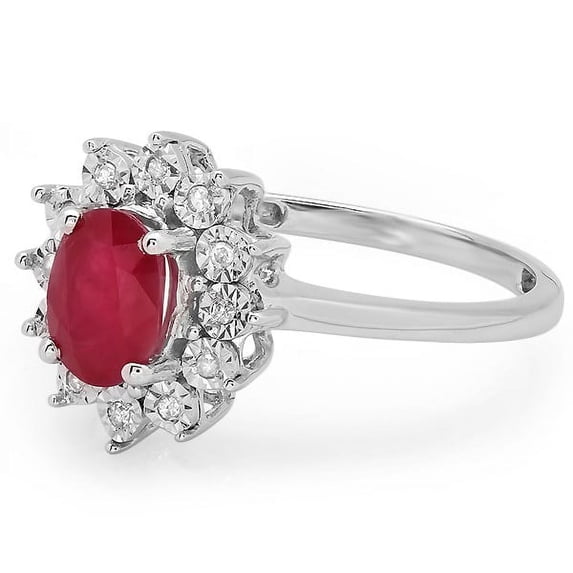 Dazzlingrock Collection Kate Middleton Diana Inspired 10K Diamond & Ruby Engagement Ring 1 1/4 CT, White Gold, Size 6.5