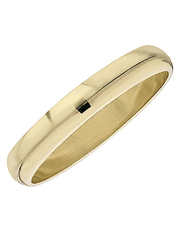 Collection Men's Ladies Unisex Ring Wedding Band 4MM Domed Plain Shiny Polished Traditional Fit | 10K Yellow Gold, size 7