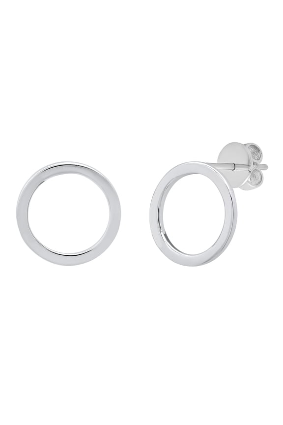 Collection Open Circle Pushback Stud Earrings for Women in 925 Sterling Silver