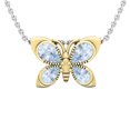 thumbnail image 1 of Dazzlingrock Collection Pear Aquamarine Butterfly Pendant for Women with 18 Inch Silver Chain (Color Blue, Clarity Moderately Included) in 14K Yellow Gold, 1 of 4