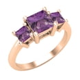 thumbnail image 1 of Dazzlingrock Collection Princess Amethyst 3 Stone Engagement Ring for Women (Color Purple, Clarity Moderately Included) in 10K Rose Gold, Size 4.5, 1 of 6