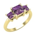 thumbnail image 1 of Dazzlingrock Collection Princess Amethyst 3 Stone Engagement Ring for Women (Color Purple, Clarity Moderately Included) in 10K Yellow Gold, Size 6, 1 of 6