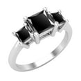 thumbnail image 1 of Dazzlingrock Collection Princess Black Diamond 3 Stone Engagement Ring for Women (1.30 ctw, Color Black, Clarity Opaque) in 10K White Gold, Size 4.5, 1 of 4
