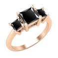 thumbnail image 1 of Dazzlingrock Collection Princess Black Diamond 3 Stone Engagement Ring for Women (1.30 ctw, Color Black, Clarity Opaque) in 14K Rose Gold, Size 7.5, 1 of 4