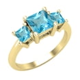 thumbnail image 1 of Dazzlingrock Collection Princess Blue Topaz 3 Stone Engagement Ring for Women (Color Blue, Clarity Moderately Included) in 14K Yellow Gold, Size 5, 1 of 4