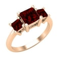thumbnail image 1 of Dazzlingrock Collection Princess Garnet 3 Stone Engagement Ring for Women (Color Red, Clarity Moderately Included) in 14K Rose Gold, Size 8, 1 of 4