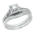 thumbnail image 1 of Dazzlingrock Collection Princess & Round White Diamond Bridal Ring Set for Women (0.25 ctw, Color I-J, Color I2-I3) in 925 Sterling Silver, Size 6, 1 of 3