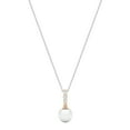 thumbnail image 1 of Dazzlingrock Collection Round 8mm Cultured Freshwater Pearl & White Diamond 3 Stone Pendant with 18 inch Silver Chain for Her in 14K Rose Gold (0.16 ctw, Color I-J, Clarity I1-I2), 1 of 5