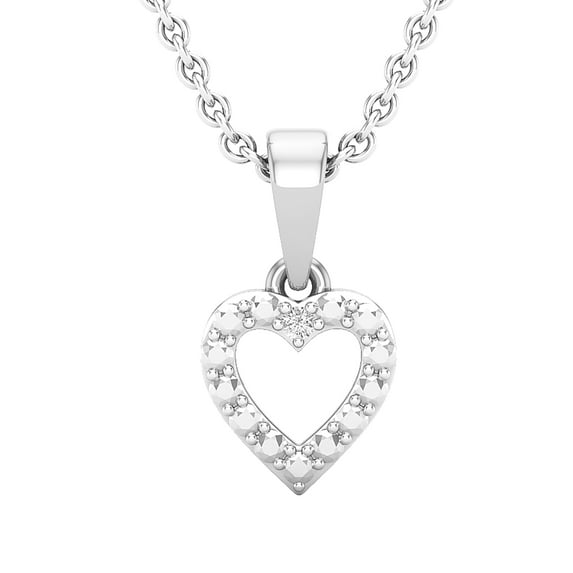 Dazzlingrock Collection Round Accent White Diamond Heart Pendant for Women in 14K White Gold