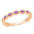 thumbnail image 1 of Dazzlingrock Collection Round Amethyst 11 Stone Stackable Wave Band Ring for Women (Color Purple, Clarity Moderately Included) in 14K Rose Gold, Size 7, 1 of 4
