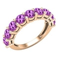 thumbnail image 1 of Dazzlingrock Collection Round Amethyst Anniversary Wedding Band for Women in 10K Rose Gold, Size 6, 1 of 4