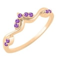 thumbnail image 1 of Dazzlingrock Collection Round Amethyst Leaf Design Curved Fashion Wedding Band for Women (Color Purple, Clarity Moderately Included) in 14K Rose Gold, Size 6, 1 of 5
