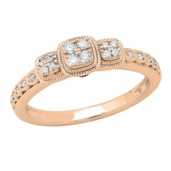Dazzlingrock Collection Round Amethyst & White Diamond Cluster Ring for Women (0.14 ctw, Color I-J, Clarity I1-I2) in 18K Rose Gold, Size 10