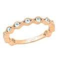 thumbnail image 1 of Dazzlingrock Collection Round Aquamarine 11 Stone Stackable Wave Band Ring for Women (Color Blue, Clarity Moderately Included) in 14K Rose Gold, Size 9, 1 of 4