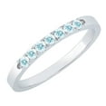 thumbnail image 1 of Dazzlingrock Collection Round Aquamarine 7 Stone Stackable Wedding Band for Women (Color Blue, Clarity Moderately Included) in 925 Sterling Silver, Size 5, 1 of 4