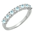 thumbnail image 1 of Dazzlingrock Collection Round Aquamarine & White Diamond Bridal Anniversary Wedding Band for Women (0.12 ctw, Color I-J, Clarity I1-I2) in 14K White Gold, Size 6, 1 of 4
