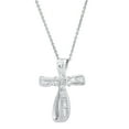 thumbnail image 1 of Dazzlingrock Collection Round & Baguette White Diamond Looping Flower Cross Pendant for Women with 18 Inch Gold Chain (0.25 ctw, Color I-J, Clarity I2-I3) in 10K White Gold, 1 of 3