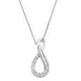 thumbnail image 1 of Dazzlingrock Collection Round & Baguette White Diamond Twisted Infinity Pendant with 18 Inch Silver Chain for Women (0.13 ctw, Color I-J, Clarity I1-I2) in 14K White Gold, 1 of 3