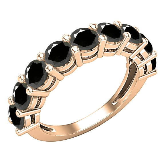 Dazzlingrock Collection Round Black Diamond Anniversary Wedding Band for Women (2.05 ctw, Color Black, Clarity Opaque) in 10K Rose Gold, Size 10