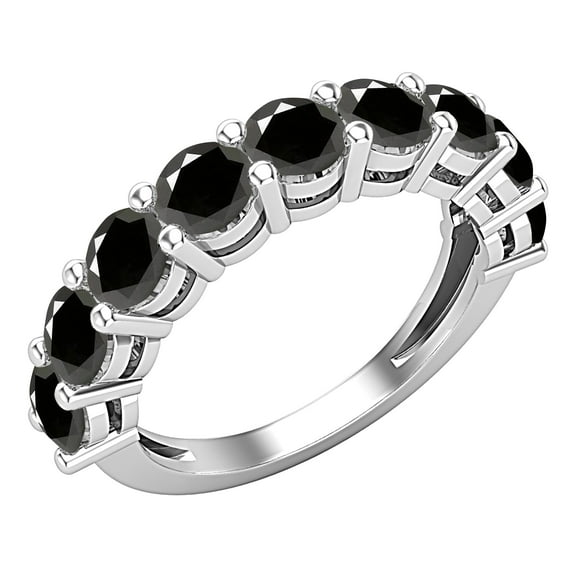 Dazzlingrock Collection Round Black Diamond Anniversary Wedding Band for Women (2.05 ctw, Color Black, Clarity Opaque) in 18K White Gold, Size 8