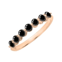 Dazzlingrock Collection Round Black Diamond Bridal 7 Stones Stackable Wedding Band for Women (0.50 ctw, Color Black, Clarity Opaque) in 14K Rose Gold, Size 4.5