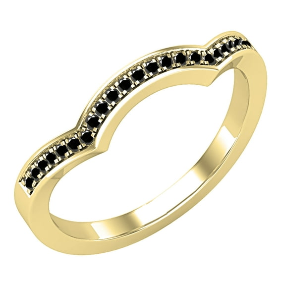 Dazzlingrock Collection Round Black Diamond Contour Curved Stackable Wedding Band for Women (0.10 ctw, Color Black, Clarity Opaque) in 18K Yellow Gold, Size 5.5