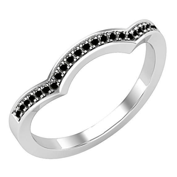 Dazzlingrock Collection Round Black Diamond Contour Curved Stackable Wedding Band for Women (0.10 ctw, Color Black, Clarity Opaque) in 925 Sterling Silver, Size 5.5