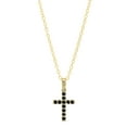 thumbnail image 1 of Dazzlingrock Collection Round Black Diamond Divine Cross of Jesus Pendant for Women with 18 Inch Gold Chain (0.15 ctw, Color Black, Clarity Opaque) in 10K Yellow Gold, 1 of 4