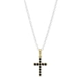 thumbnail image 1 of Dazzlingrock Collection Round Black Diamond Divine Cross of Jesus Pendant for Women with 18 Inch Silver Chain (0.15 ctw, Color Black, Clarity Opaque) in 18K Yellow Gold, 1 of 4
