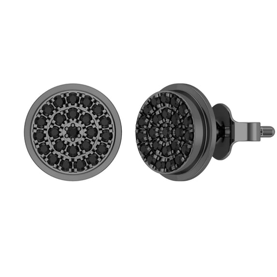 Dazzlingrock Collection Round Black Diamond Double Halo Style Push back Stud Earring for Men's & Women's (Unisex) (0.27 ctw, Color Black, Clarity Opaque) in Black Plated 10K-BP White Gold