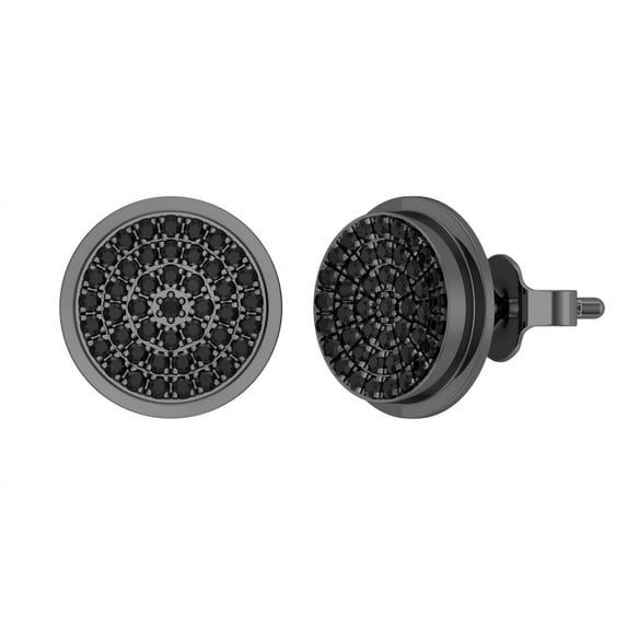 Dazzlingrock Collection Round Black Diamond Double Halo Style Push back Stud Earring for Men's & Women's (Unisex) (0.33 ctw, Color Black, Clarity Opaque) in Black Plated 10K-BP White Gold