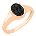 thumbnail image 1 of Dazzlingrock Collection Round Black Diamond Micropave Oval Shape Engagement Ring for Women (0.12 ctw, Color Black, Clarity Opaque) in 18K Rose Gold, Size 5.5, 1 of 1