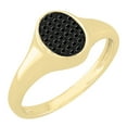 thumbnail image 1 of Dazzlingrock Collection Round Black Diamond Micropave Oval Shape Engagement Ring for Women (0.12 ctw, Color Black, Clarity Opaque) in 18K Yellow Gold, Size 9.5, 1 of 1