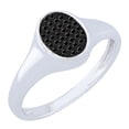 thumbnail image 1 of Dazzlingrock Collection Round Black Diamond Micropave Oval Shape Engagement Ring for Women (0.12 ctw, Color Black, Clarity Opaque) in 925 Sterling Silver, Size 10, 1 of 1