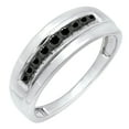 thumbnail image 1 of Dazzlingrock Collection Round Black Diamond Nine Stone Groom Traditional Anniversary Wedding Band for Men (0.23 ctw, Color Black, Clarity Opaque) in 18K White Gold, Size 10.5, 1 of 1