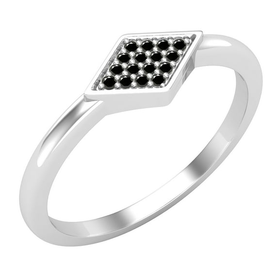 Dazzlingrock Collection Round Black Diamond Rhombus Stackable Wedding Band for Women (0.05 ctw, Color Black, Clarity Opaque) in 10K White Gold, Size 5