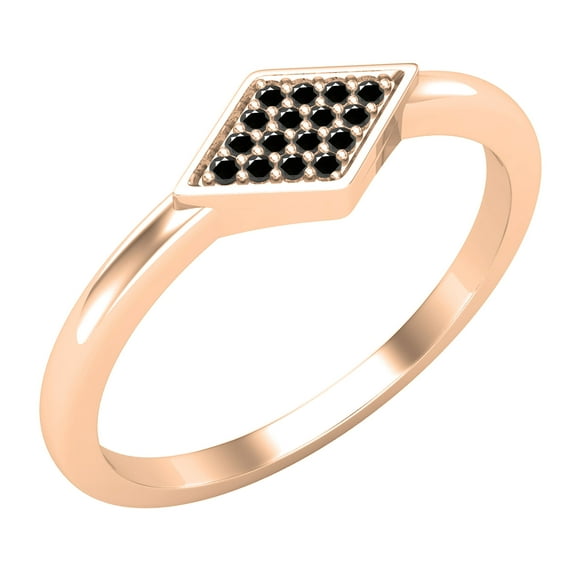 Dazzlingrock Collection Round Black Diamond Rhombus Stackable Wedding Band for Women (0.05 ctw, Color Black, Clarity Opaque) in 10K Rose Gold, Size 7