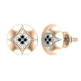 thumbnail image 1 of Dazzlingrock Collection Round Black Diamond Rounded Kite Shape Screwback Stud Earrings for Women (0.05 ctw, Color Black, Clarity Opaque) in 14K Rose Gold, 1 of 4