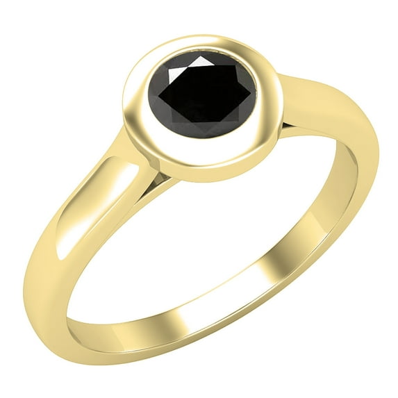 Dazzlingrock Collection Round Black Diamond Solitaire Engagement Ring for Women (0.50 ctw, Color Black, Clarity Opaque) in 18K Yellow Gold, Size 4